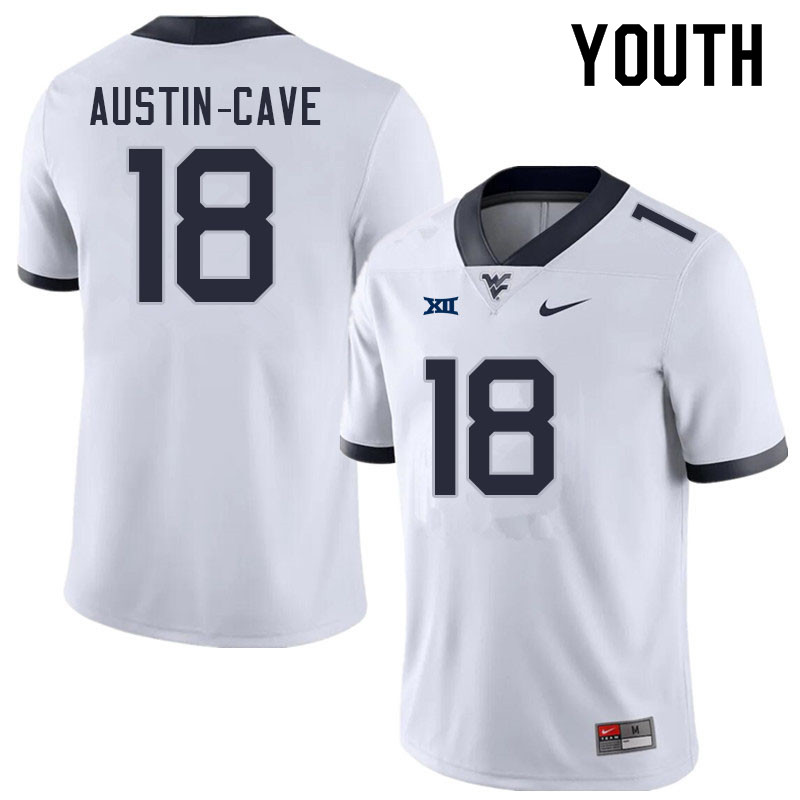 Youth #18 Tirek Austin-Cave West Virginia Mountaineers College Football Jerseys Sale-White